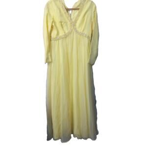 Vintage Yellow Maxi Dress Cottagecore Soft Girl Coquette READ Size 14